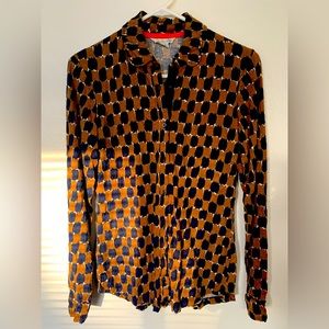 Brown and navy Boden blouse. Size 4.
